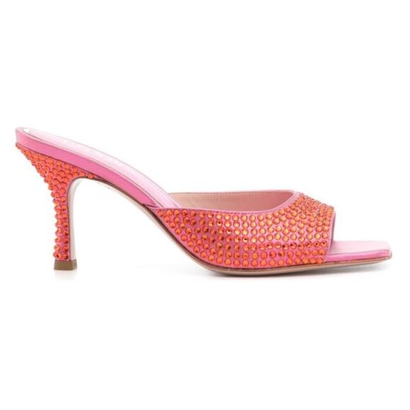 GEDEBE DITA 75 PINK CRYSTAL MULES - Picture 1 of 8